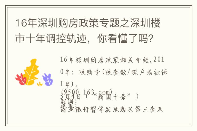 16年深圳购房政策专题之深圳楼市十年调控轨迹，你看懂了吗？