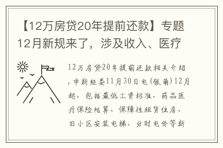 【12万房贷20年提前还款】专题12月新规来了，涉及收入、医疗、住房、出行、饮水