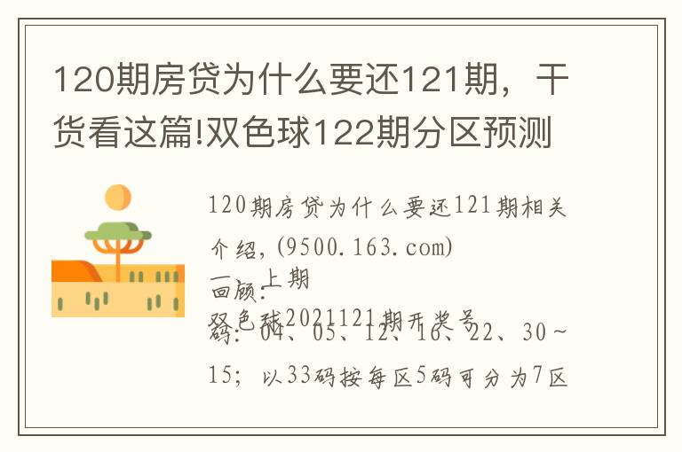 120期房贷为什么要还121期，干货看这篇!双色球122期分区预测：本期通杀两区似有不妥杀三区就看二区表现