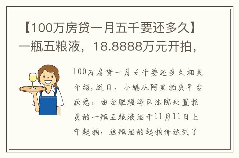 【100万房贷一月五千要还多久】一瓶五粮液，18.8888万元开拍，仅1人出价并胜出！原主人已被判24年9个月