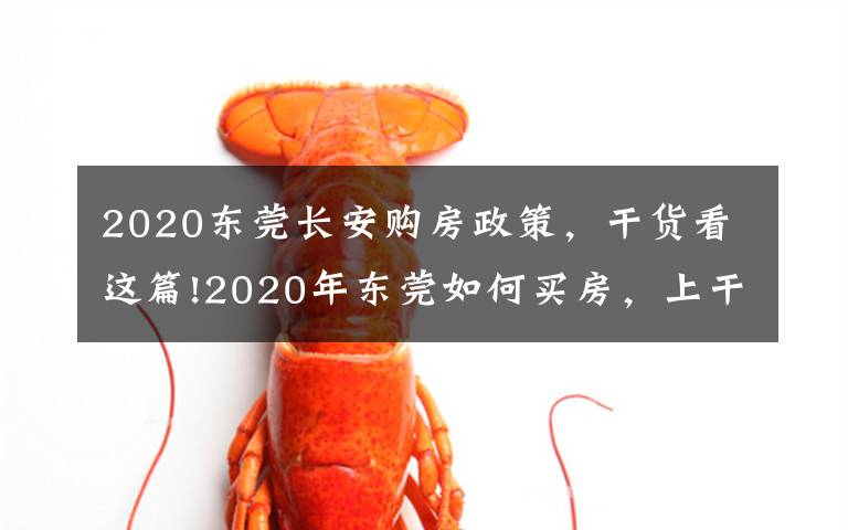 2020东莞长安购房政策，干货看这篇!2020年东莞如何买房，上干粮