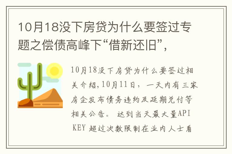 10月18没下房贷为什么要签过专题之偿债高峰下“借新还旧”，为何依然难解房企债务危机？