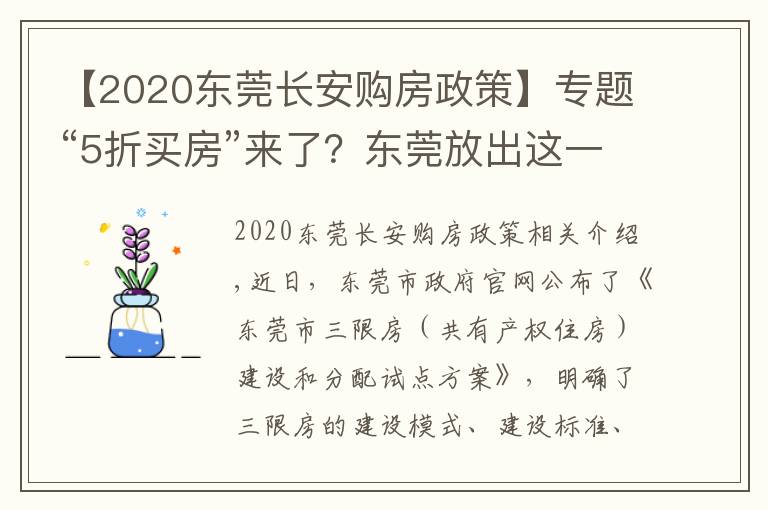 【2020东莞长安购房政策】专题“5折买房”来了？东莞放出这一大招，有何意义？