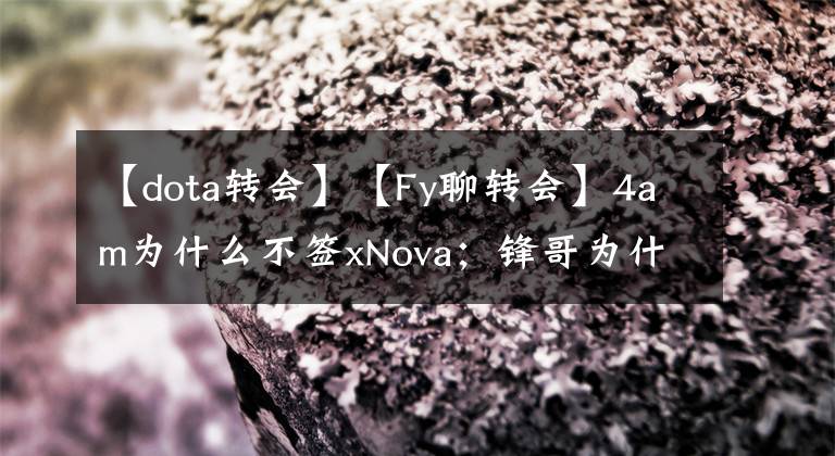 【dota转会】【Fy聊转会】4am为什么不签xNova；锋哥为什么没加入LGD；俱乐部和选手的收入来源