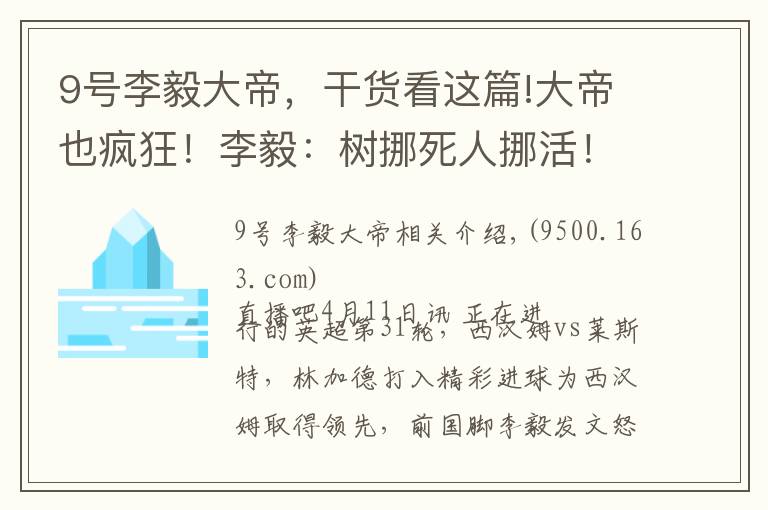 9号李毅大帝，干货看这篇!大帝也疯狂！李毅：树挪死人挪活！林皇林皇叫人疯狂！​​​​