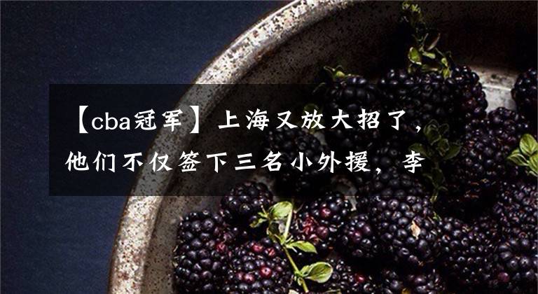 【cba冠军】上海又放大招了，他们不仅签下三名小外援，李春江还要强斩总冠军