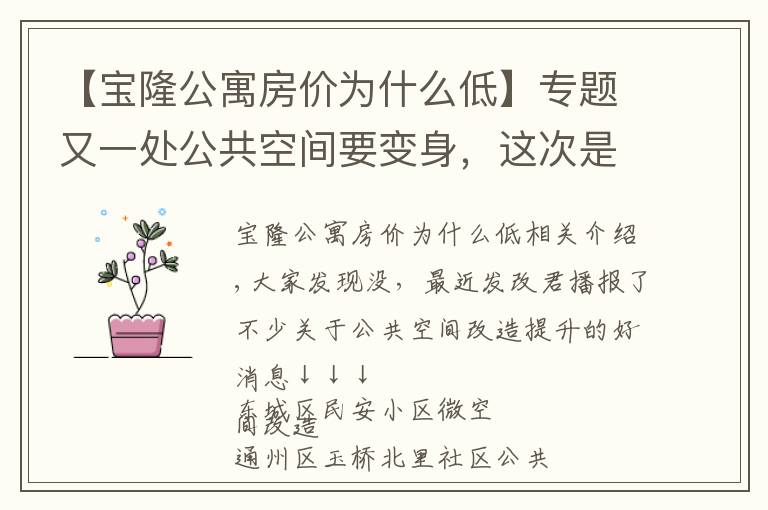 【宝隆公寓房价为什么低】专题又一处公共空间要变身，这次是在丰台区