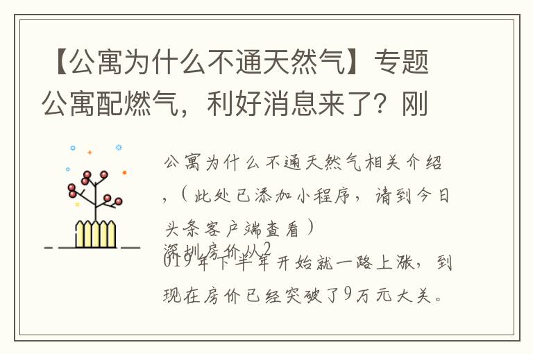 【公寓为什么不通天然气】专题公寓配燃气，利好消息来了？刚需最好还是别买公寓