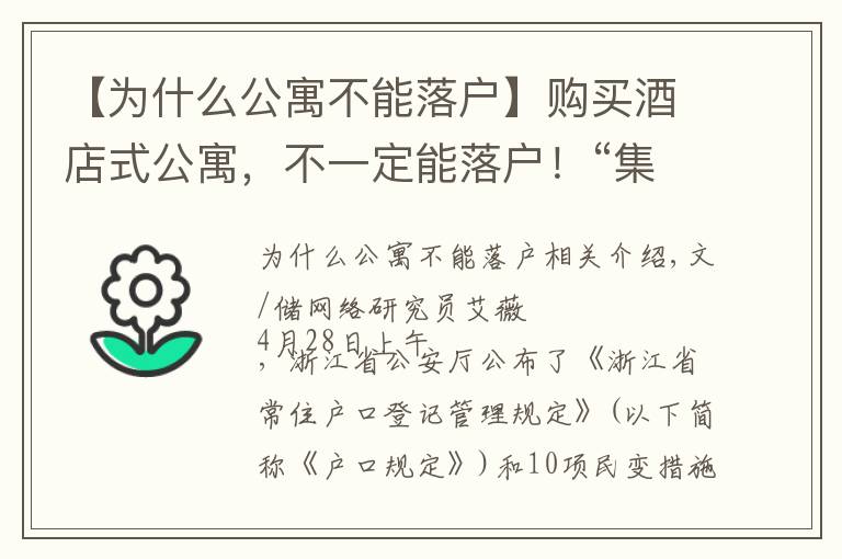 【为什么公寓不能落户】购买酒店式公寓，不一定能落户！“集体户”解读莫歪楼