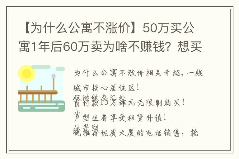 【为什么公寓不涨价】50万买公寓1年后60万卖为啥不赚钱？想买公寓的先看看