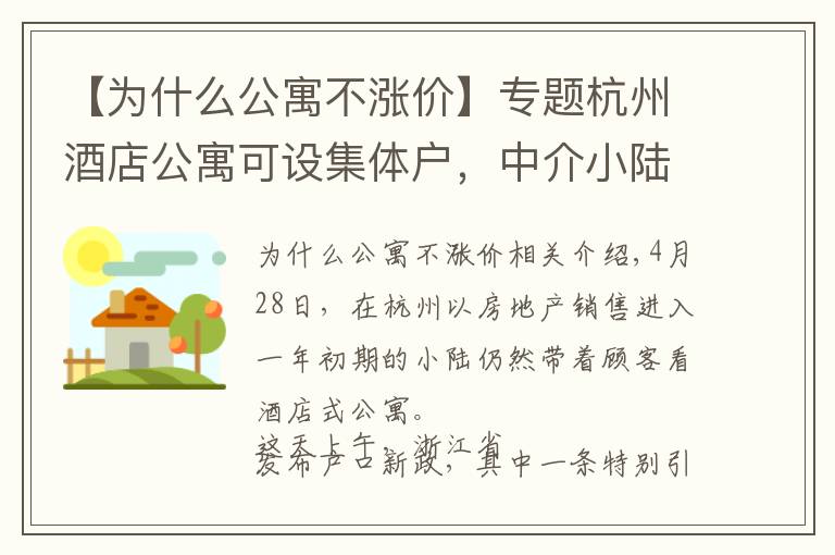 【为什么公寓不涨价】专题杭州酒店公寓可设集体户，中介小陆忙坏了，为什么成交的却很少？