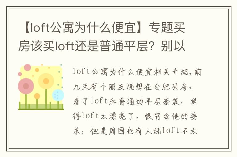 【loft公寓为什么便宜】专题买房该买loft还是普通平层？别以为loft便宜好看，其实猫腻超多！