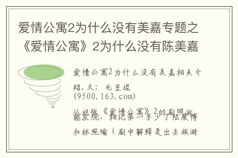 爱情公寓2为什么没有美嘉专题之《爱情公寓》2为什么没有陈美嘉（李金铭饰）？陈赫劝说才回归