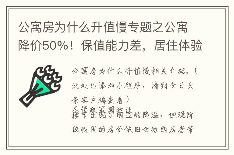 公寓房为什么升值慢专题之公寓降价50%！保值能力差，居住体验也不高，别买