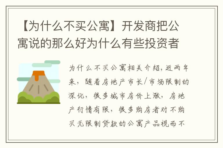 【为什么不买公寓】开发商把公寓说的那么好为什么有些投资者坚决不买？看完分析就懂了