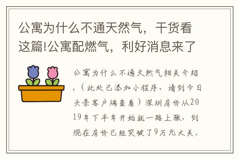 公寓为什么不通天然气，干货看这篇!公寓配燃气，利好消息来了？刚需最好还是别买公寓