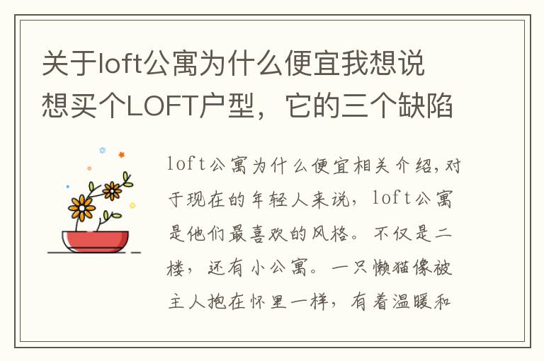 关于loft公寓为什么便宜我想说想买个LOFT户型，它的三个缺陷你都知道吗？