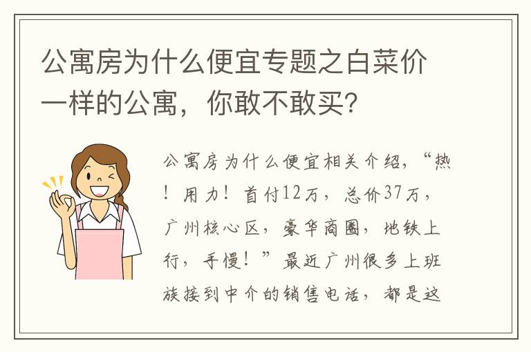 公寓房为什么便宜专题之白菜价一样的公寓，你敢不敢买？