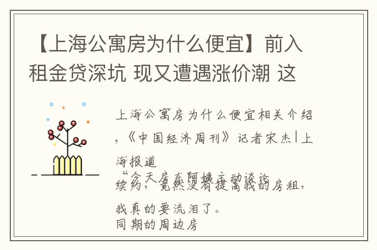 【上海公寓房为什么便宜】前入租金贷深坑 现又遭遇涨价潮 这届上海年轻租房客太难了