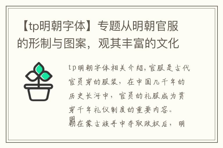 【tp明朝字体】专题从明朝官服的形制与图案，观其丰富的文化内涵