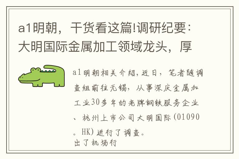 a1明朝，干货看这篇!调研纪要：大明国际金属加工领域龙头，厚积薄发业绩释放正当时