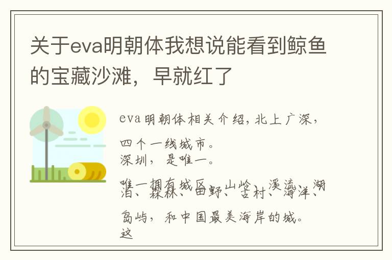 关于eva明朝体我想说能看到鲸鱼的宝藏沙滩，早就红了