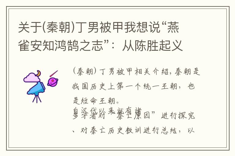 关于(秦朝)丁男被甲我想说“燕雀安知鸿鹄之志”：从陈胜起义看秦国的灭亡