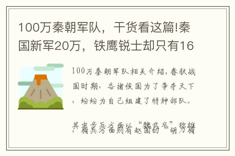 100万秦朝军队，干货看这篇!秦国新军20万，铁鹰锐士却只有1600人，选拔难度为何如此大？
