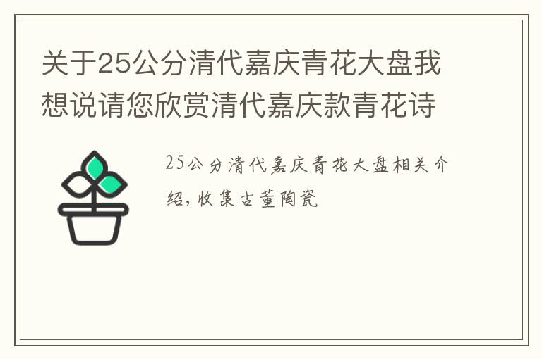 关于25公分清代嘉庆青花大盘我想说请您欣赏清代嘉庆款青花诗文暖砚