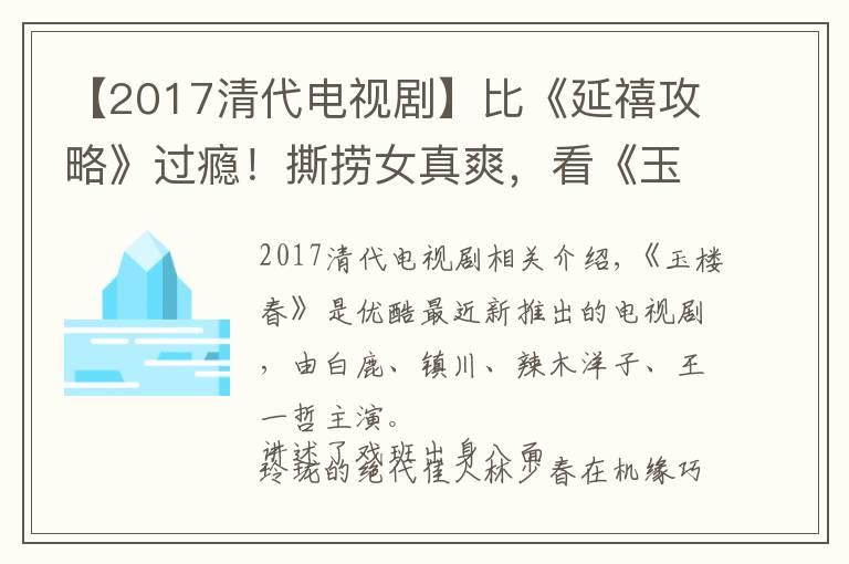 【2017清代电视剧】比《延禧攻略》过瘾！撕捞女真爽，看《玉楼春》想跟于正说对不起