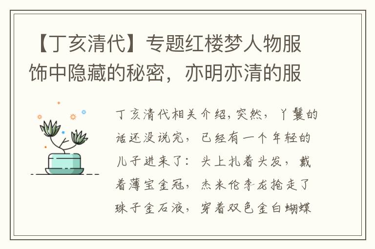 【丁亥清代】专题红楼梦人物服饰中隐藏的秘密，亦明亦清的服饰大有深意