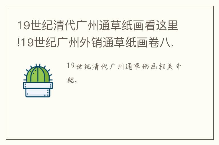 19世纪清代广州通草纸画看这里!19世纪广州外销通草纸画卷八.清代（图片看真实历史）