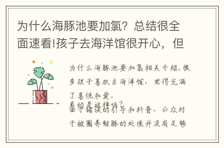 为什么海豚池要加氯？总结很全面速看!孩子去海洋馆很开心，但我决定告诉ta一些悲惨的真相