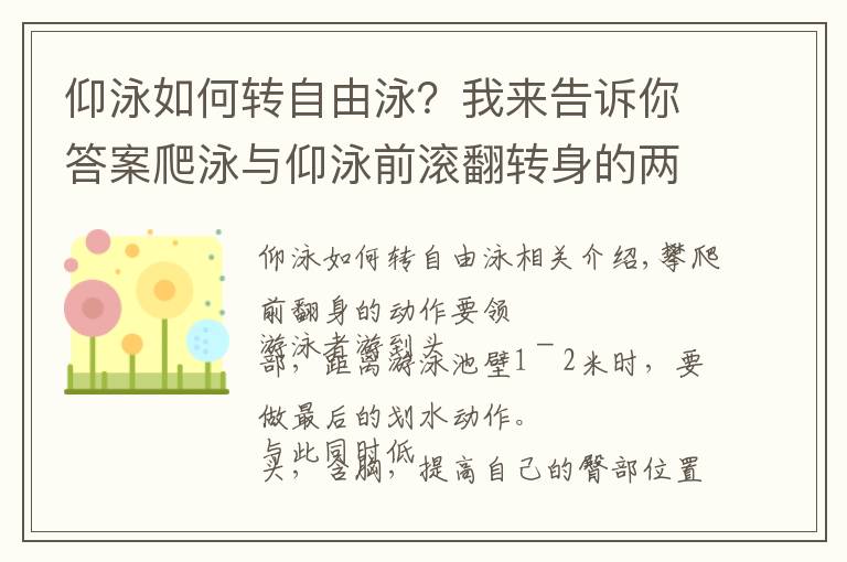 仰泳如何转自由泳？我来告诉你答案爬泳与仰泳前滚翻转身的两个动作要领和五个练习方法