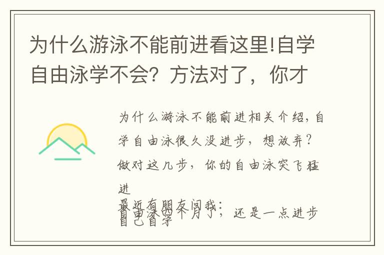为什么游泳不能前进看这里!自学自由泳学不会？方法对了，你才可以自由自在驰骋泳池