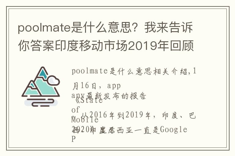 poolmate是什么意思？我来告诉你答案印度移动市场2019年回顾：应用叫好不叫座 ARPU 近乎于零