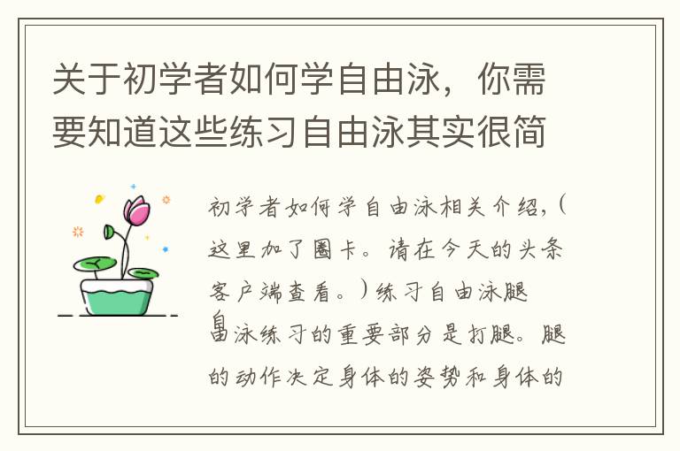 关于初学者如何学自由泳，你需要知道这些练习自由泳其实很简单
