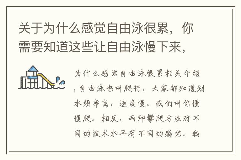 关于为什么感觉自由泳很累，你需要知道这些让自由泳慢下来，有你想不到的轻松！