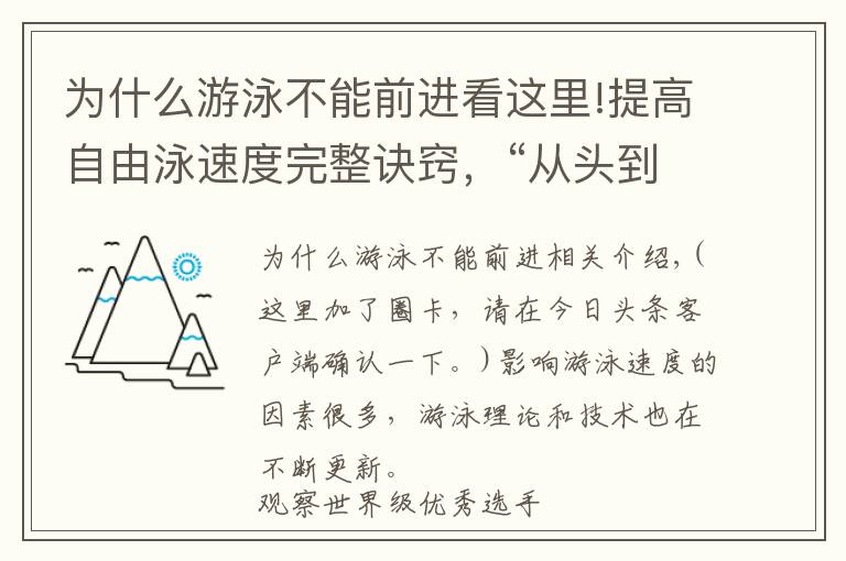为什么游泳不能前进看这里!提高自由泳速度完整诀窍，“从头到脚”解析