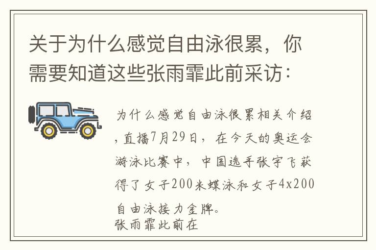 关于为什么感觉自由泳很累，你需要知道这些张雨霏此前采访：蝶泳很危险 练习需谨慎！因为真的很累