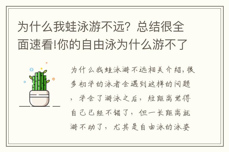 为什么我蛙泳游不远？总结很全面速看!你的自由泳为什么游不了长距离？