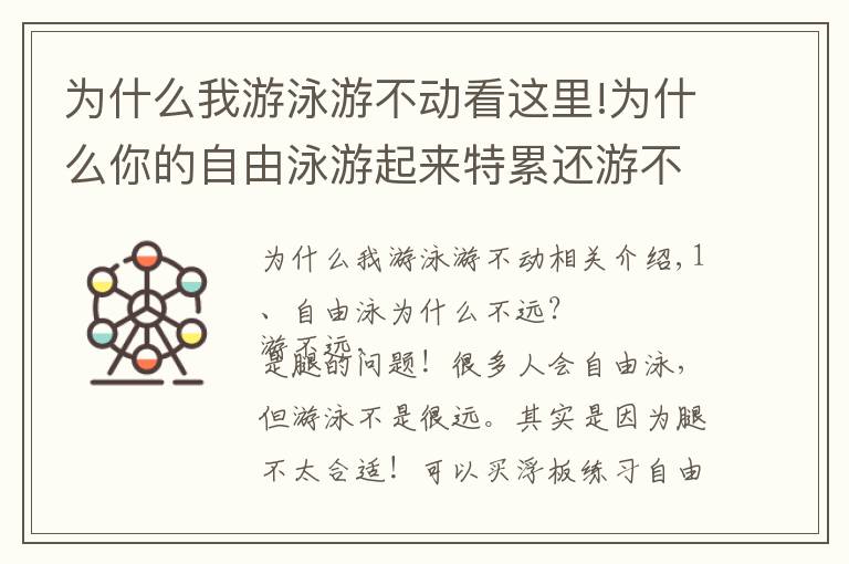 为什么我游泳游不动看这里!为什么你的自由泳游起来特累还游不远？