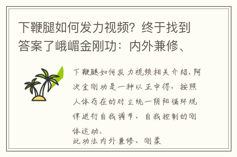 下鞭腿如何发力视频？终于找到答案了峨嵋金刚功：内外兼修、刚柔合一，用于提高自由搏击的技击功底