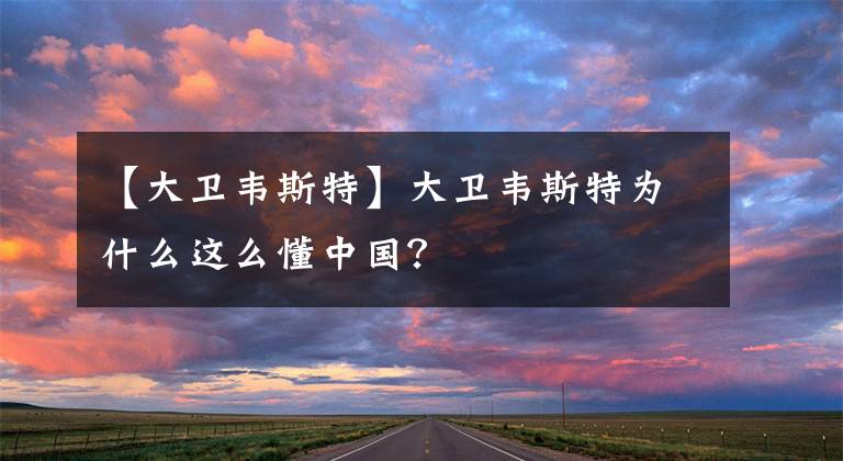 【大卫韦斯特】大卫韦斯特为什么这么懂中国？