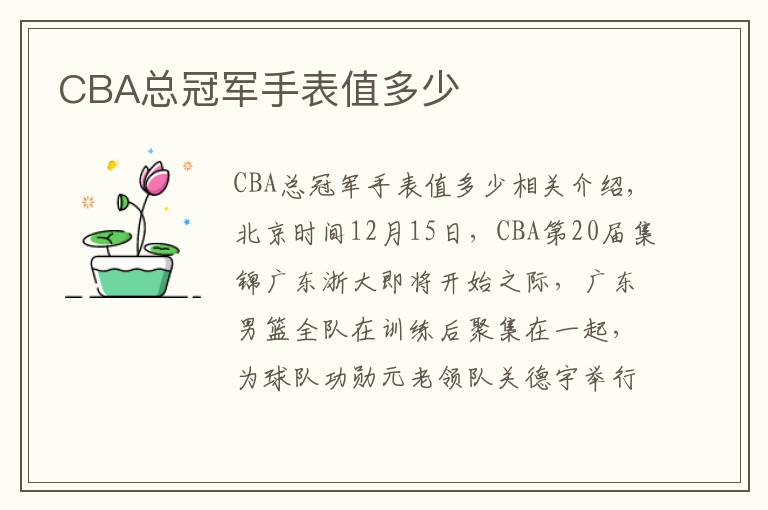 CBA总冠军手表值多少