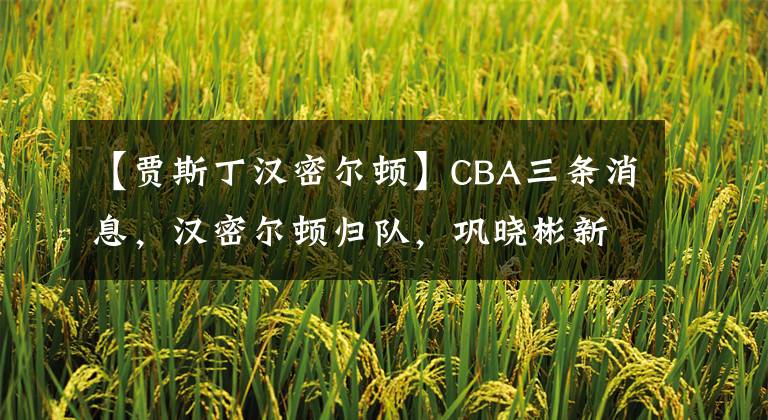 【贾斯丁汉密尔顿】CBA三条消息，汉密尔顿归队，巩晓彬新消息，顺德赛区召开会议