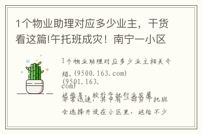 1个物业助理对应多少业主，干货看这篇!午托班成灾！南宁一小区出现20多家机构，业主崩溃……负责人：随便找人查