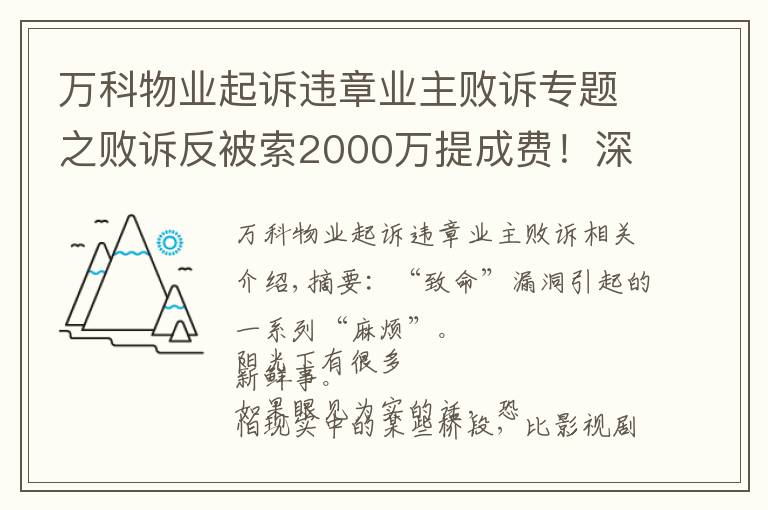 万科物业起诉违章业主败诉专题之败诉反被索2000万提成费！深华发华侨城纷争背后，谁在搅混水