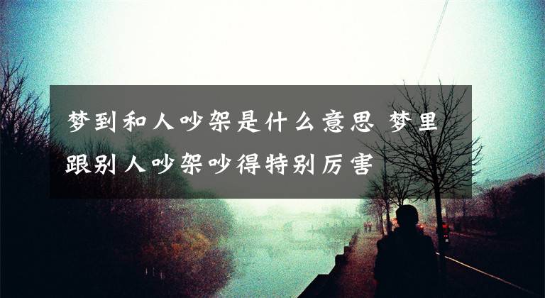 梦到和人吵架是什么意思 梦里跟别人吵架吵得特别厉害