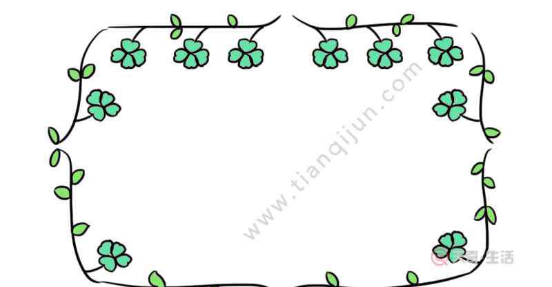 四叶草花边 花边四叶草手抄报 花边四叶草怎么画